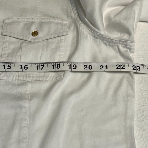 Talbots Women's Top Button Down Shirt White Long Sleeve Size 20 Gold Button - Picture 7 of 8